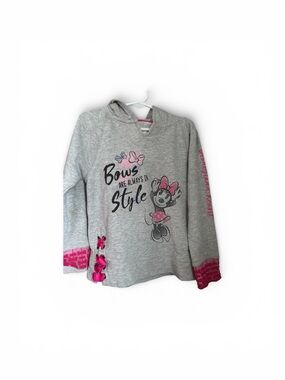 Girls' Minnie Mouse Gray & Pink Hoodie - Bows Are Always In Style